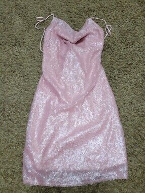 Hello Molly Baby Pink Sequin Slip Dress